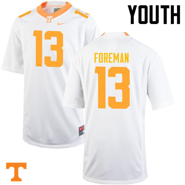 Youth #13 Malik Foreman Tennessee Volunteers College Football Jerseys-White